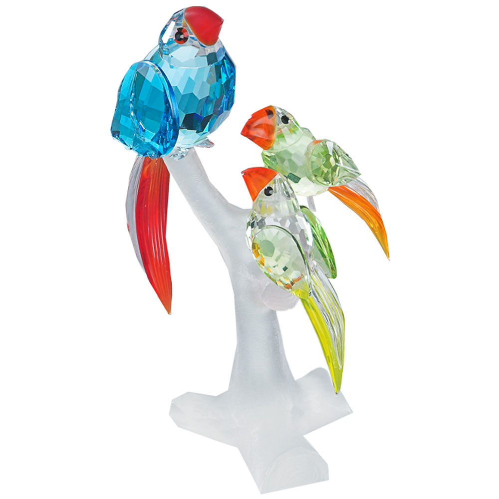 Preciosa Crystal Mother Parrot Figurine and her Babies