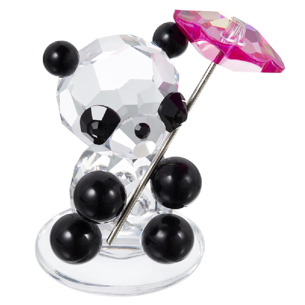 Preciosa Crystal Panda Bear Holding Pink Parasol