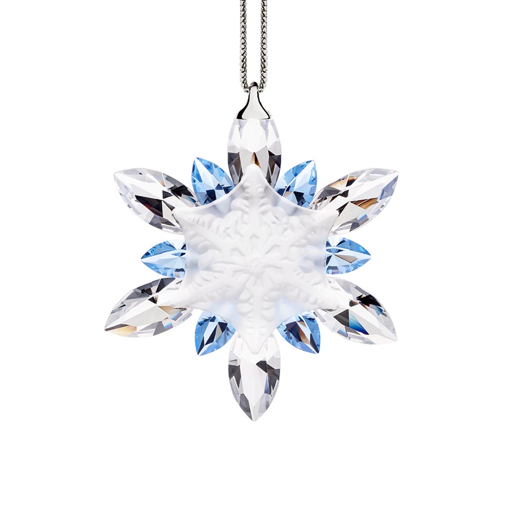 Icy Crystal Snowflake Christmas Tree Ornament with matt center by Preciosa Crystal