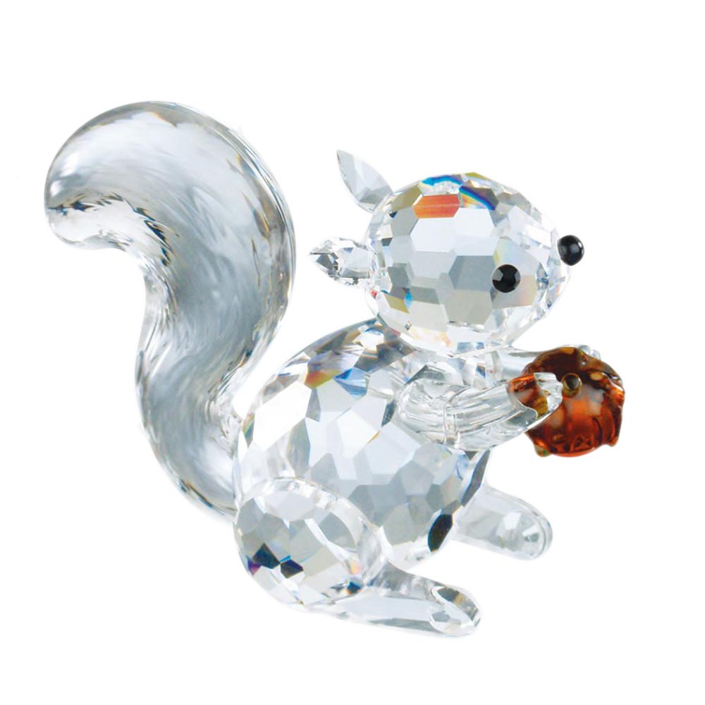 Crystal Squirrel Figurine holding accorn 2.4 inches by Preciosa
