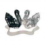 Preciosa Crystal Swan Couple - Jet Black and Crystal