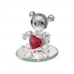 Preciosa Crystal Bear with Red Heart Figurine