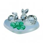 Preciosa Crystal Bunnies in Clover Figurine