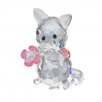 Preciosa Crystal Kitten Figurine holding Pink Flower