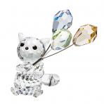 Preciosa Crystal Cat with Balloons Figurine