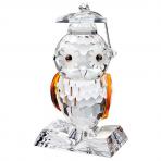 Preciosa Crystal Owl Figurine wearing Graduation Hat