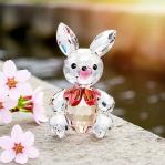 Crystal Bunny Figurine with a pink bow tie created by Preciosa Crystal in the Czech Republic