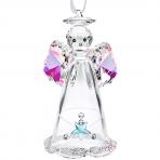 Preciosa Hanging Crystal Angel Figurine with Aurora Borealis Wings and Blue Star