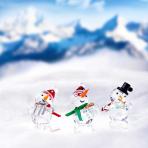 Preciosa Crystal Snowman Figurine with Top Hat and Big Heart