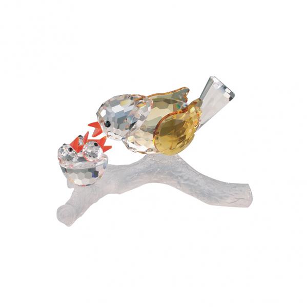 Preciosa Crystal Mother Bird Feeding Her Babies Figurine