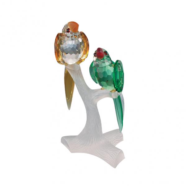 Preciosa Crystal Parrots on Branch Figurine