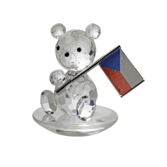 Preciosa Crystal Bear Figurine holding Flag