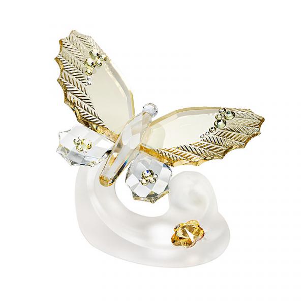 Preciosa Crystal Light Amber Butterfly Figurine