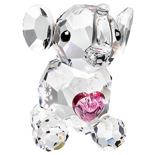 Preciosa Miniature Crystal Elephant Calf with Pink Heart