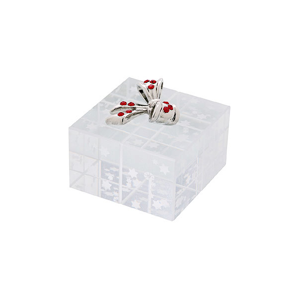 Crystal Christmas Surprise Gift Box with Silver Bow 1.2 inches by Preciosa Crystal