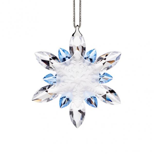 Icy Crystal Snowflake Christmas Tree Ornament with matt center by Preciosa Crystal