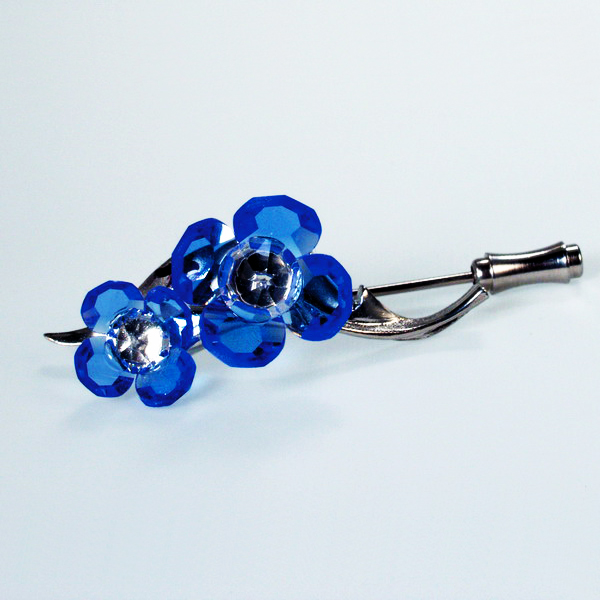 Preciosa Crystal Royal Blue Flower Pin