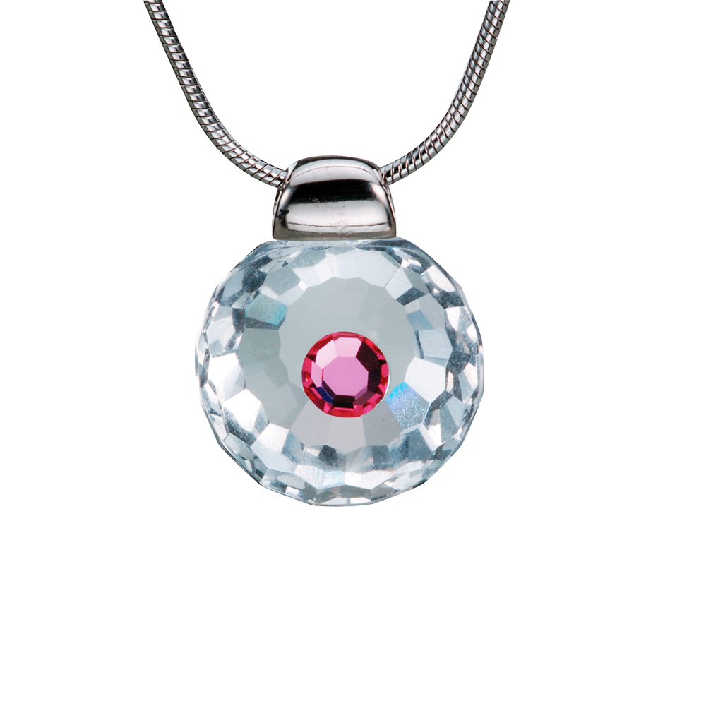 Preciosa Crystal Rosa Solitaire Pendant - Betty