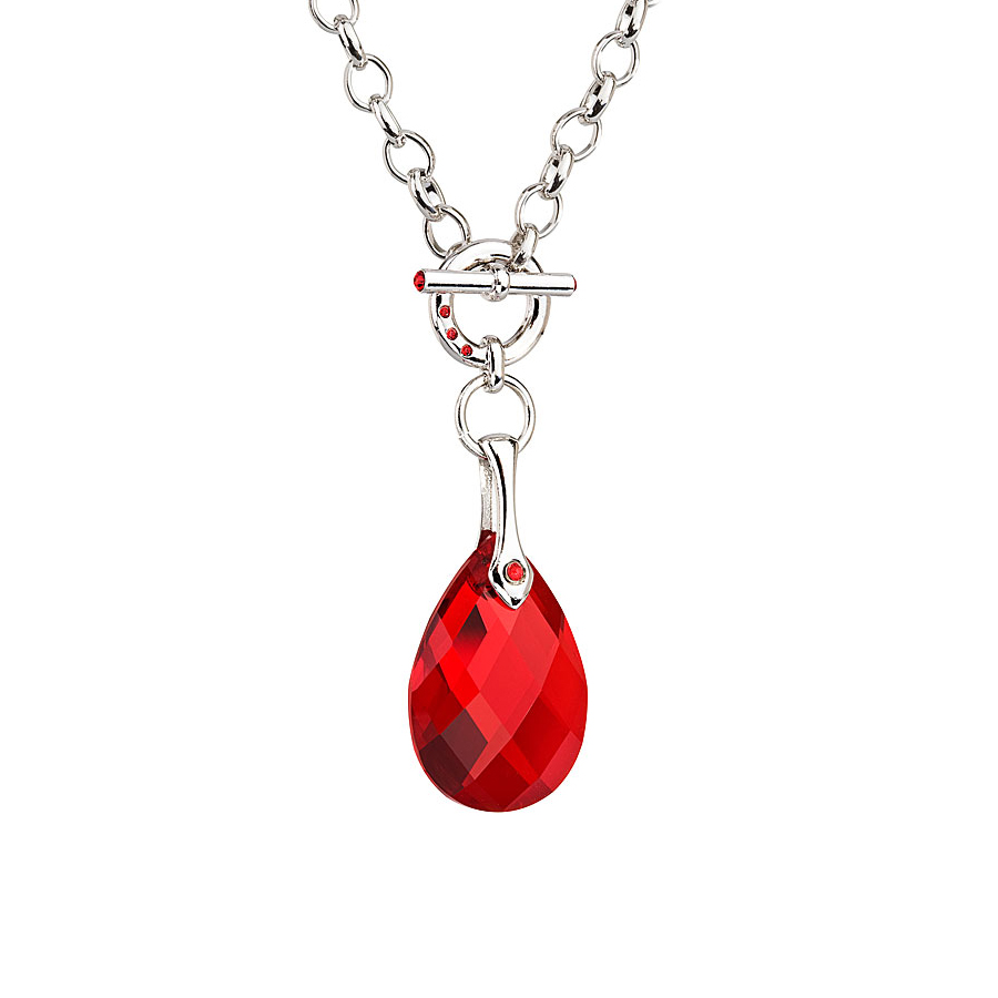 Preciosa Crystal Red Drop Choker Chain Pendant