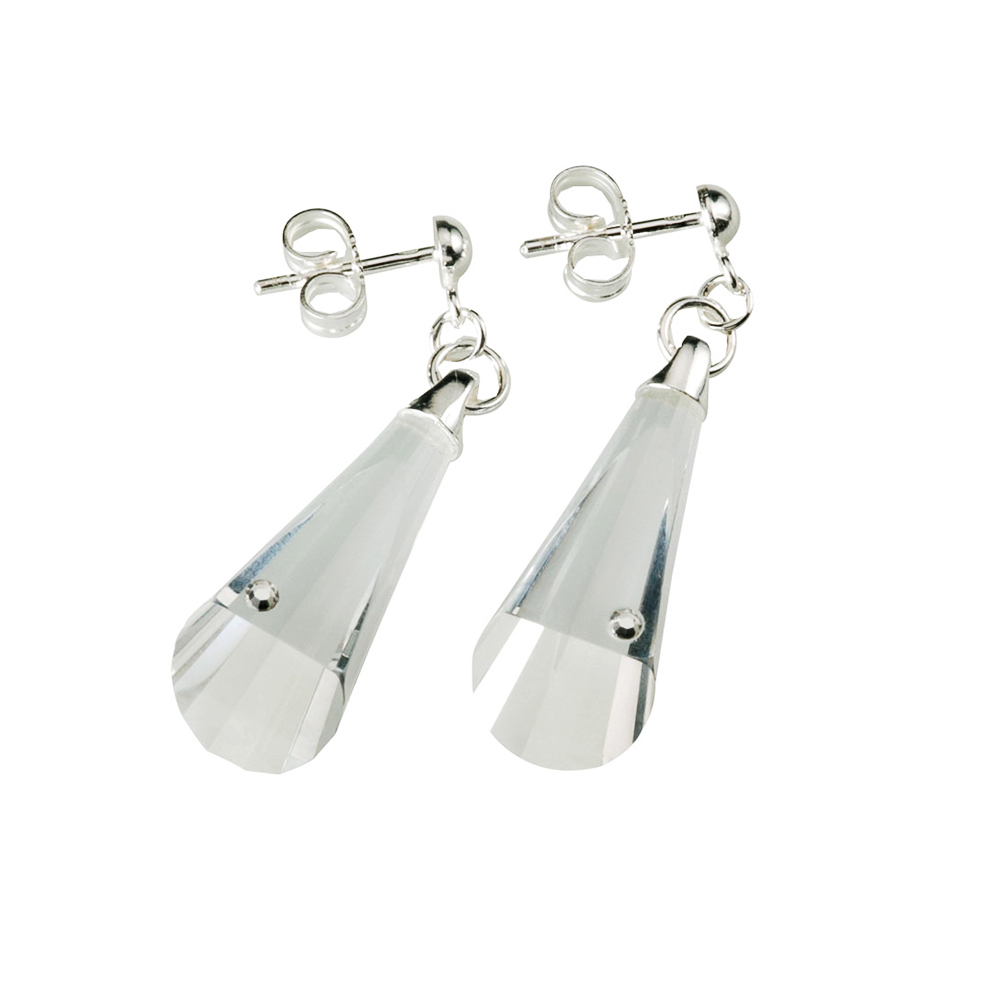 Preciosa Clear Crystal Hanging Earrings - Evelyn