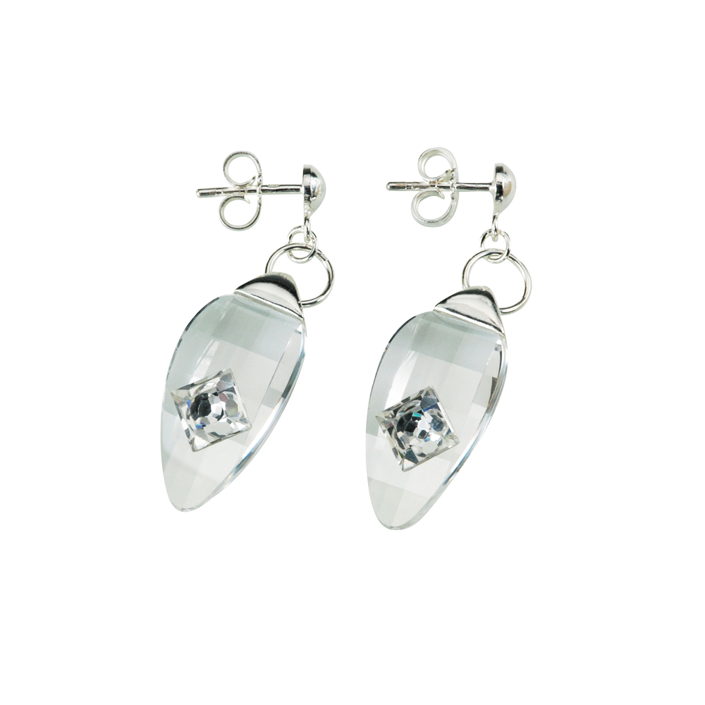 Preciosa Crystal Oval Hanging Earrings - Linda