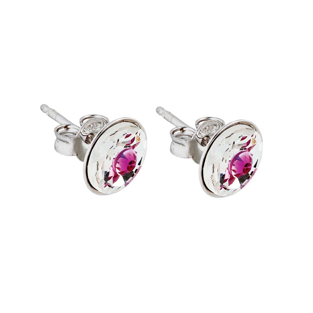 Preciosa Fuchsia Crystal Stud Earrings, Sparkling Shine