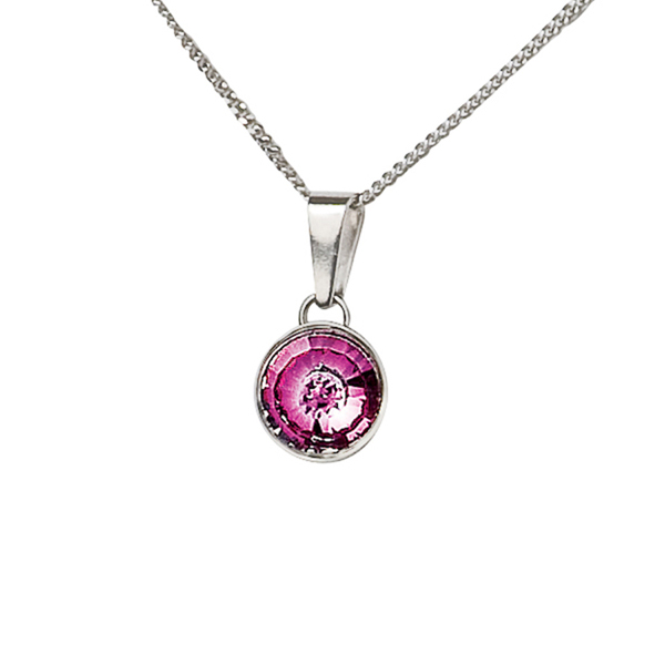 Preciosa Fuchsia Crystal Pendant Solitaire, Sparkling Shine