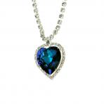 Preciosa Crystal Bermuda Blue Heart Pendant Necklace