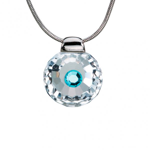 Preciosa Crystal Aqua Solitaire Pendant - Betty