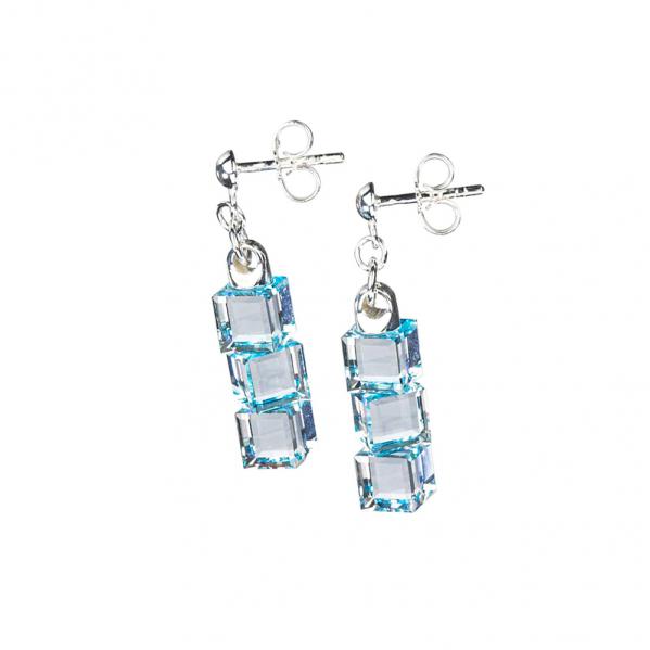 Preciosa Crystal Aqua Cube Earrings - Lilien