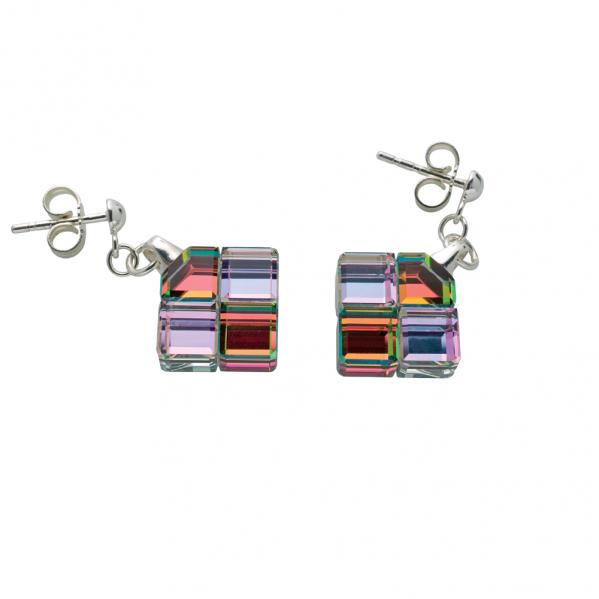 Preciosa Crystal Glittering Cubes Earrings - Vitrail Light