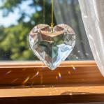 Crystal Puffed Heart Suncatcher Prism. Full body heart thicker than most heart prisms.